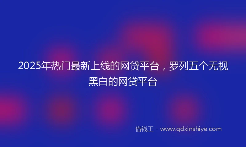 2025年热门最新上线的网贷平台，罗列五个无视黑白的网贷平台