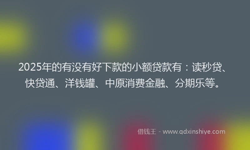 2025年的有没有好下款的小额贷款有：读秒贷、快贷通、洋钱罐、中原消费金融、分期乐等。
