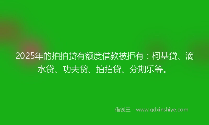 2025年的拍拍贷有额度借款被拒有：柯基贷、滴水贷、功夫贷、拍拍贷、分期乐等。