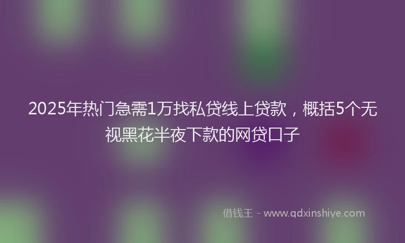 2025年热门急需1万找私贷线上贷款，概括5个无视黑花半夜下款的网贷口子