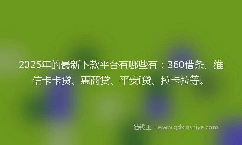2025年的最新下款平台有哪些有：360借条、维信卡卡贷、惠商贷、平安i贷、拉卡拉等。