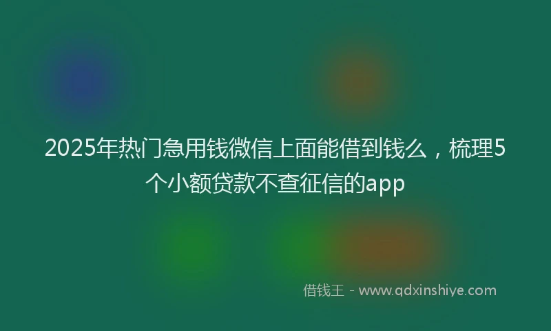2025年热门急用钱微信上面能借到钱么，梳理5个小额贷款不查征信的app