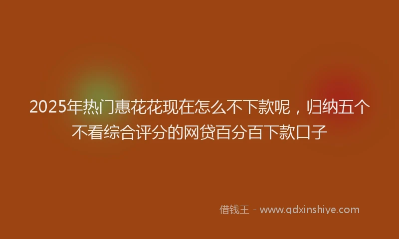 2025年热门惠花花现在怎么不下款呢，归纳五个不看综合评分的网贷百分百下款口子