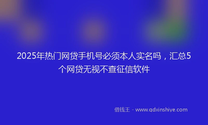 2025年热门网贷手机号必须本人实名吗，汇总5个网贷无视不查征信软件