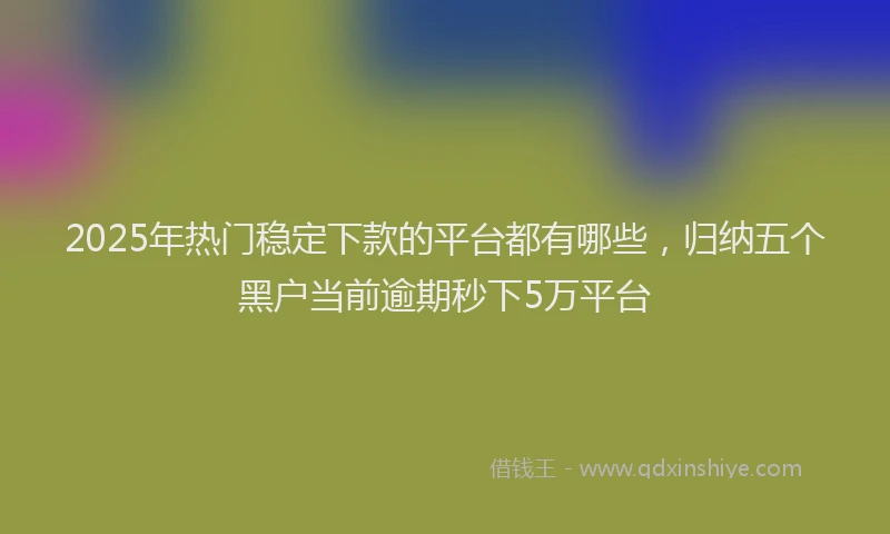 2025年热门稳定下款的平台都有哪些，归纳五个黑户当前逾期秒下5万平台