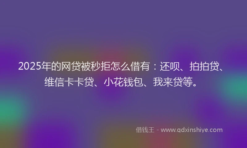 2025年的网贷被秒拒怎么借有：还呗、拍拍贷、维信卡卡贷、小花钱包、我来贷等。
