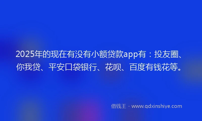 2025年的现在有没有小额贷款app有：投友圈、你我贷、平安口袋银行、花呗、百度有钱花等。