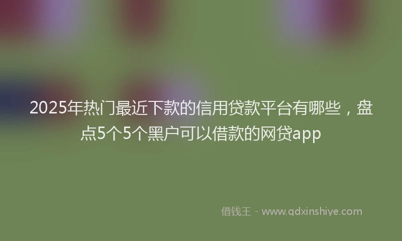2025年热门最近下款的信用贷款平台有哪些，盘点5个5个黑户可以借款的网贷app