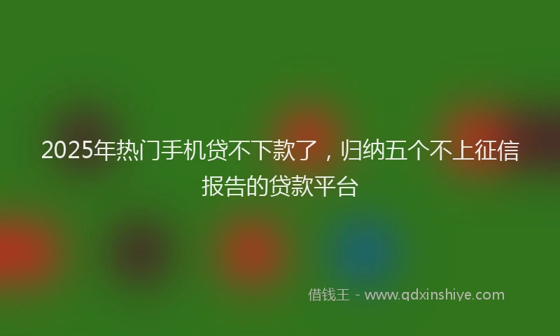 2025年热门手机贷不下款了，归纳五个不上征信报告的贷款平台