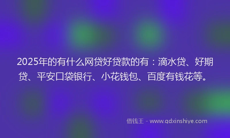 2025年的有什么网贷好贷款的有：滴水贷、好期贷、平安口袋银行、小花钱包、百度有钱花等。