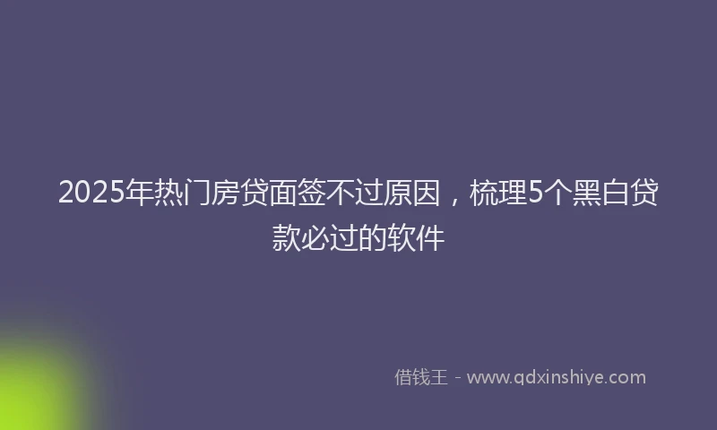 2025年热门房贷面签不过原因，梳理5个黑白贷款必过的软件