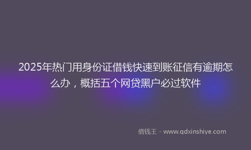 2025年热门用身份证借钱快速到账征信有逾期怎么办，概括五个网贷黑户必过软件