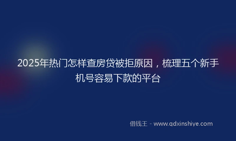 2025年热门怎样查房贷被拒原因，梳理五个新手机号容易下款的平台