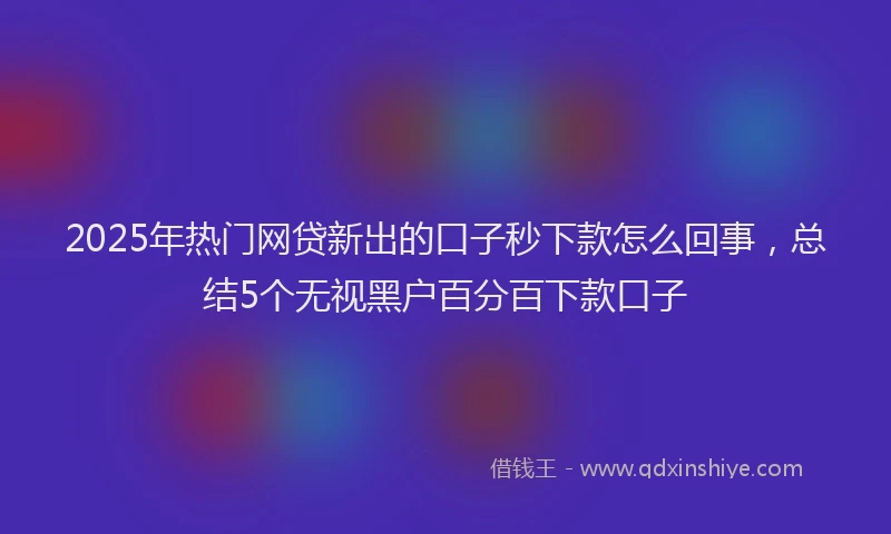 2025年热门网贷新出的口子秒下款怎么回事，总结5个无视黑户百分百下款口子