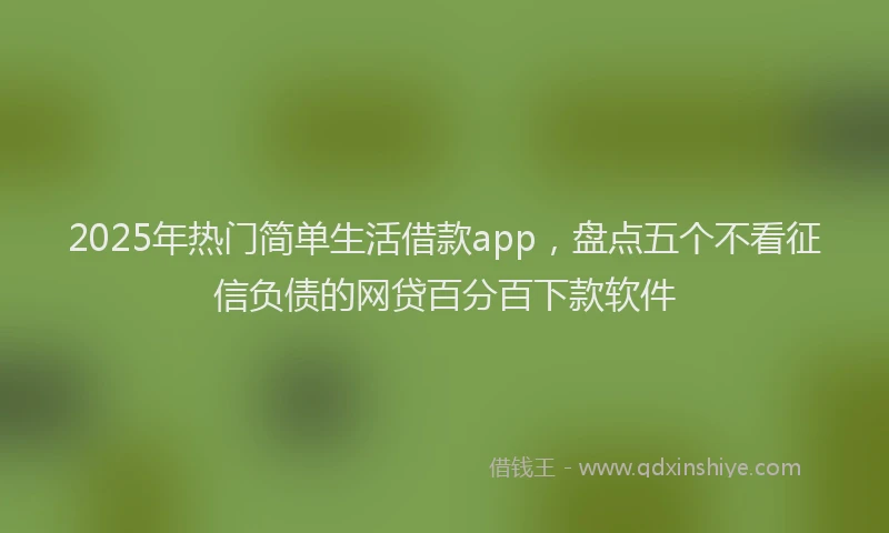 2025年热门简单生活借款app，盘点五个不看征信负债的网贷百分百下款软件
