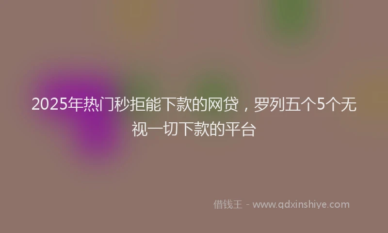 2025年热门秒拒能下款的网贷，罗列五个5个无视一切下款的平台