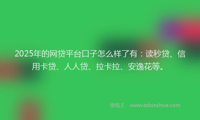 2025年的网贷平台口子怎么样了有：读秒贷、信用卡贷、人人贷、拉卡拉、安逸花等。