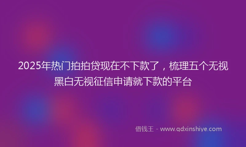 2025年热门拍拍贷现在不下款了，梳理五个无视黑白无视征信申请就下款的平台