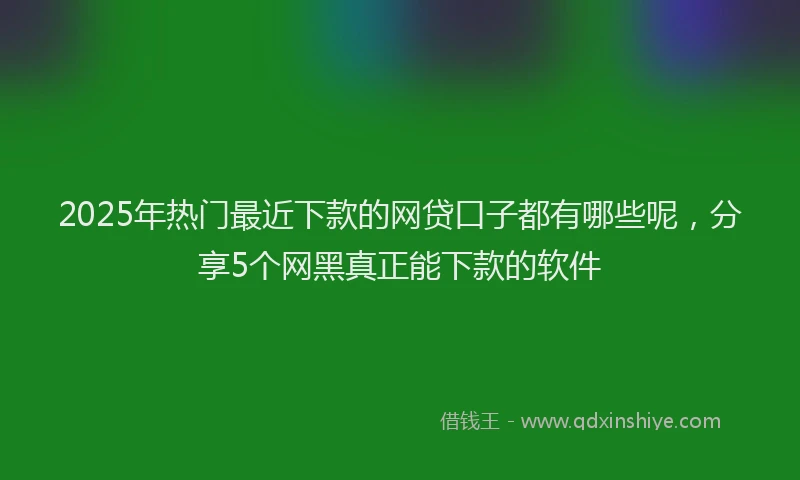 2025年热门最近下款的网贷口子都有哪些呢，分享5个网黑真正能下款的软件