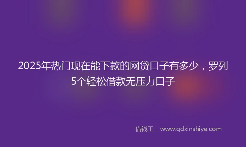 2025年热门现在能下款的网贷口子有多少，罗列5个轻松借款无压力口子
