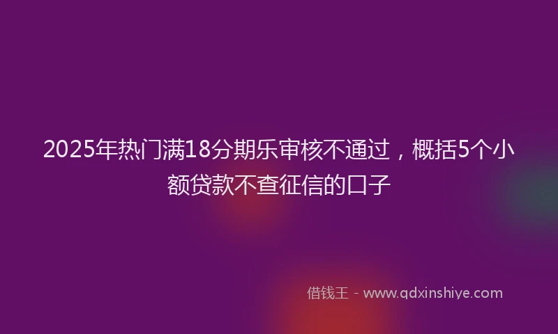2025年热门满18分期乐审核不通过，概括5个小额贷款不查征信的口子