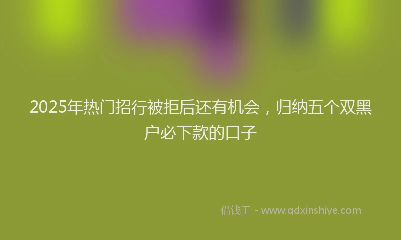 2025年热门招行被拒后还有机会，归纳五个双黑户必下款的口子
