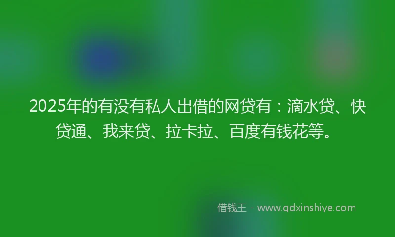 2025年的有没有私人出借的网贷有：滴水贷、快贷通、我来贷、拉卡拉、百度有钱花等。