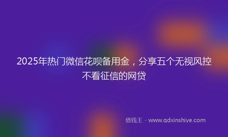 2025年热门微信花呗备用金，分享五个无视风控不看征信的网贷