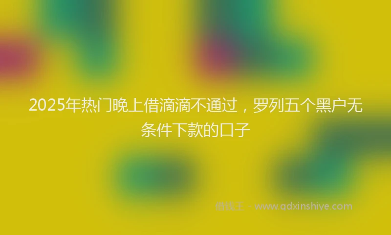 2025年热门晚上借滴滴不通过，罗列五个黑户无条件下款的口子