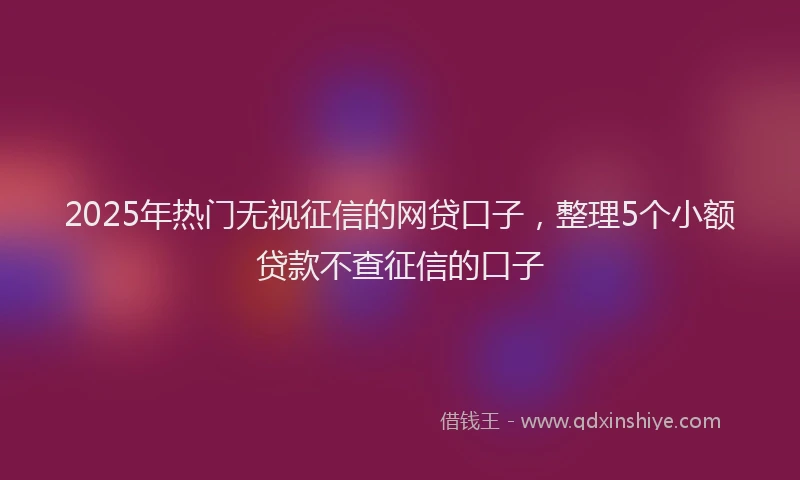 2025年热门无视征信的网贷口子，整理5个小额贷款不查征信的口子