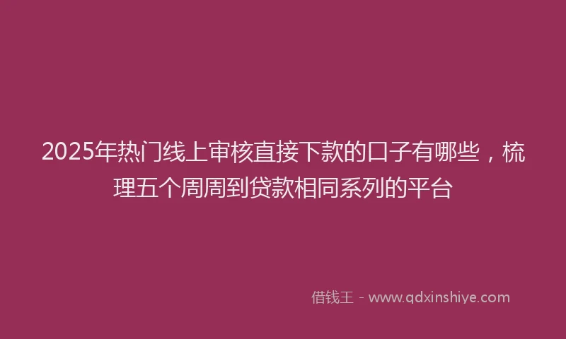 2025年热门线上审核直接下款的口子有哪些，梳理五个周周到贷款相同系列的平台