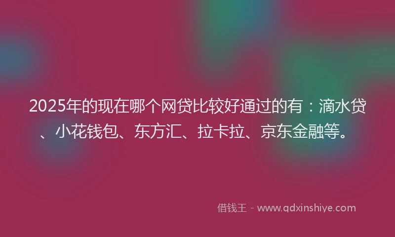 2025年的现在哪个网贷比较好通过的有：滴水贷、小花钱包、东方汇、拉卡拉、京东金融等。