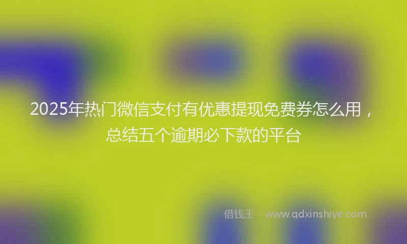 2025年热门微信支付有优惠提现免费券怎么用，总结五个逾期必下款的平台