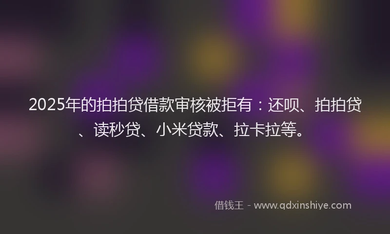 2025年的拍拍贷借款审核被拒有：还呗、拍拍贷、读秒贷、小米贷款、拉卡拉等。