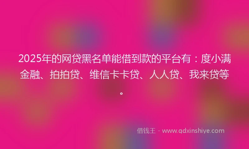 2025年的网贷黑名单能借到款的平台有：度小满金融、拍拍贷、维信卡卡贷、人人贷、我来贷等。