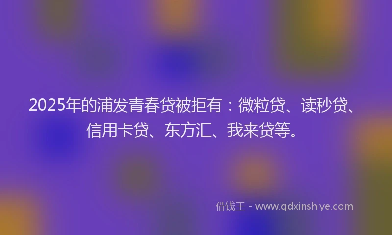 2025年的浦发青春贷被拒有：微粒贷、读秒贷、信用卡贷、东方汇、我来贷等。