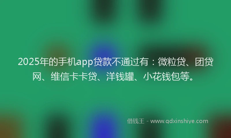 2025年的手机app贷款不通过有：微粒贷、团贷网、维信卡卡贷、洋钱罐、小花钱包等。