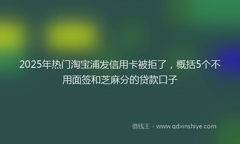2025年热门淘宝浦发信用卡被拒了，概括5个不用面签和芝麻分的贷款口子