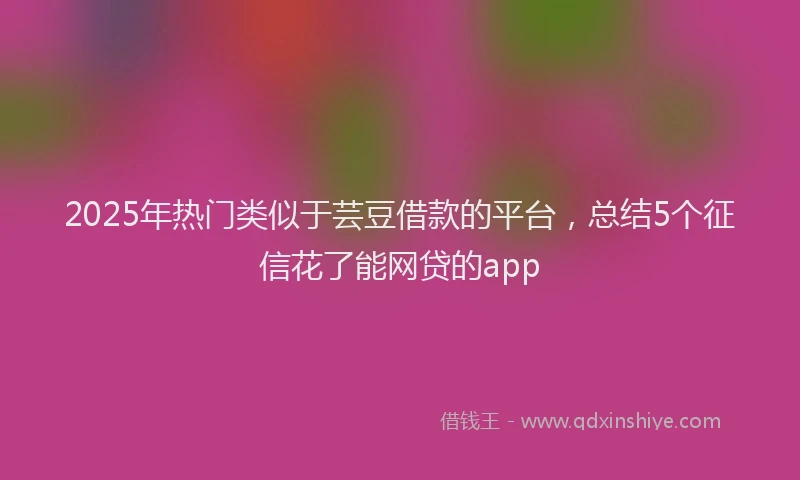 2025年热门类似于芸豆借款的平台，总结5个征信花了能网贷的app
