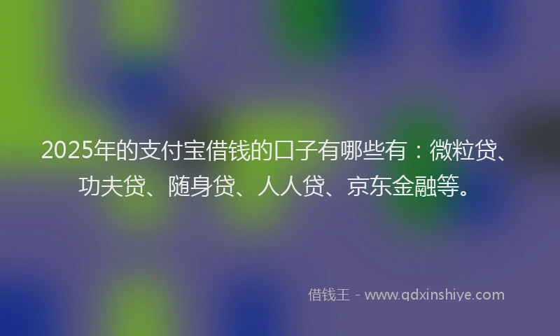 2025年的支付宝借钱的口子有哪些有：微粒贷、功夫贷、随身贷、人人贷、京东金融等。