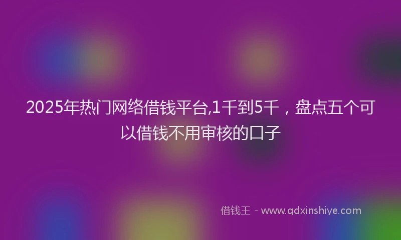 2025年热门网络借钱平台,1千到5千，盘点五个可以借钱不用审核的口子