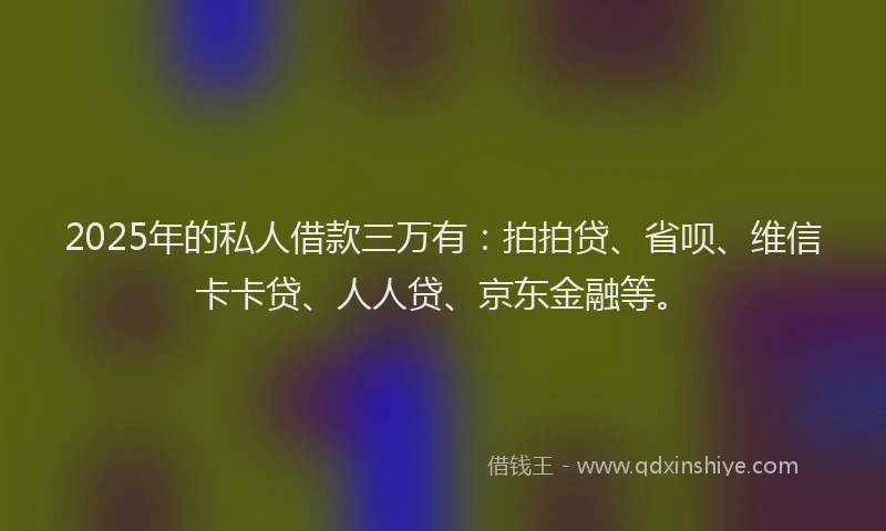 2025年的私人借款三万有：拍拍贷、省呗、维信卡卡贷、人人贷、京东金融等。