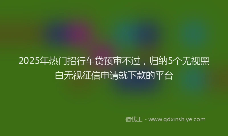 2025年热门招行车贷预审不过，归纳5个无视黑白无视征信申请就下款的平台