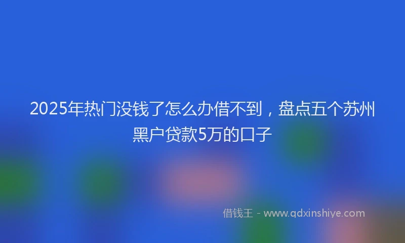 2025年热门没钱了怎么办借不到，盘点五个苏州黑户贷款5万的口子