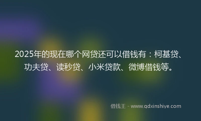 2025年的现在哪个网贷还可以借钱有：柯基贷、功夫贷、读秒贷、小米贷款、微博借钱等。