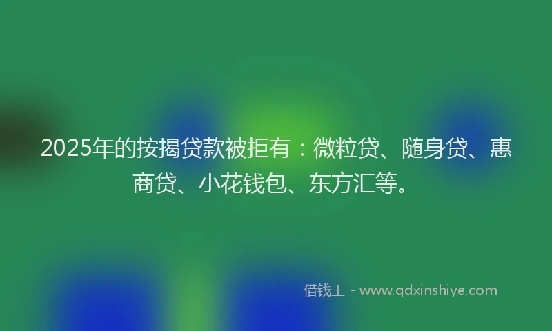 2025年的按揭贷款被拒有：微粒贷、随身贷、惠商贷、小花钱包、东方汇等。