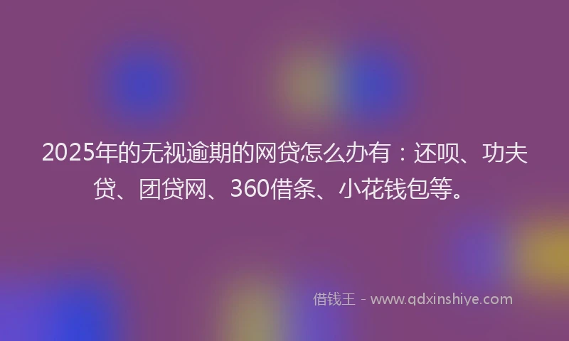 2025年的无视逾期的网贷怎么办有：还呗、功夫贷、团贷网、360借条、小花钱包等。