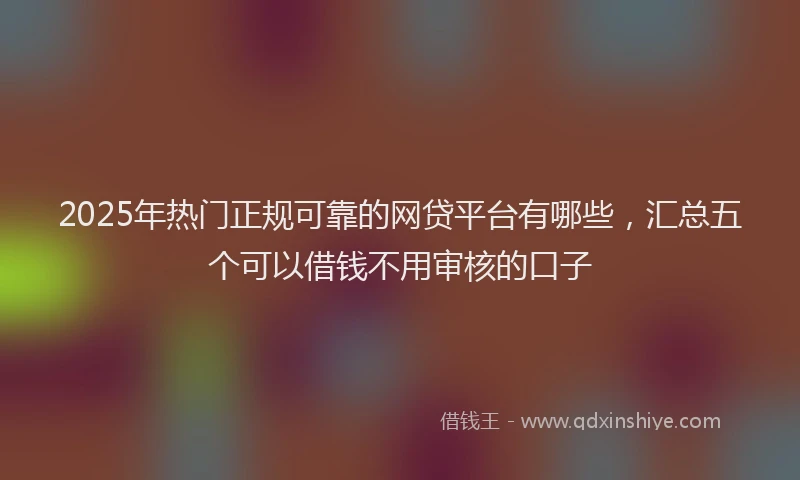 2025年热门正规可靠的网贷平台有哪些，汇总五个可以借钱不用审核的口子