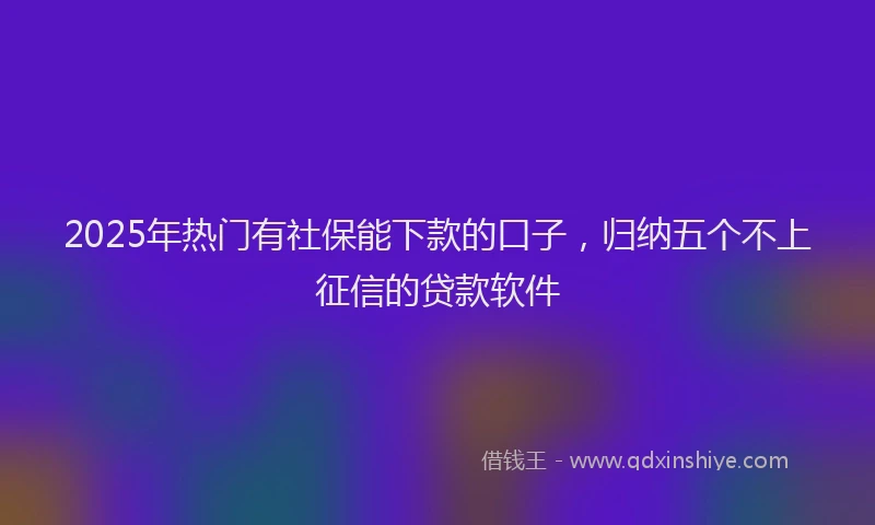 2025年热门有社保能下款的口子，归纳五个不上征信的贷款软件