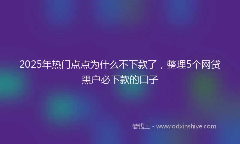 2025年热门点点为什么不下款了，整理5个网贷黑户必下款的口子